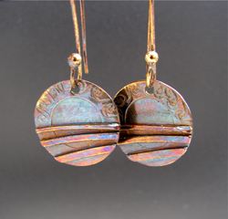 Fancy Obama Earrings - sterling with colorful patina